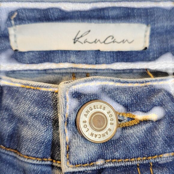 Kancan Womens Size 25 Blue Solid Distressed Skinny Jeans - Picture 2 of 12